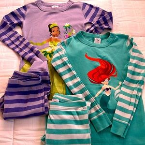 Bundle of 2 Hanna Andersson Girls Long John Disney Princess PJs